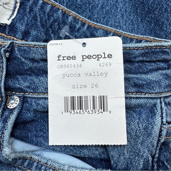 NWT Free People Relaxed Straight Slouch Jeans Denim Dark Wash Blue 26 - Picture 7 of 15